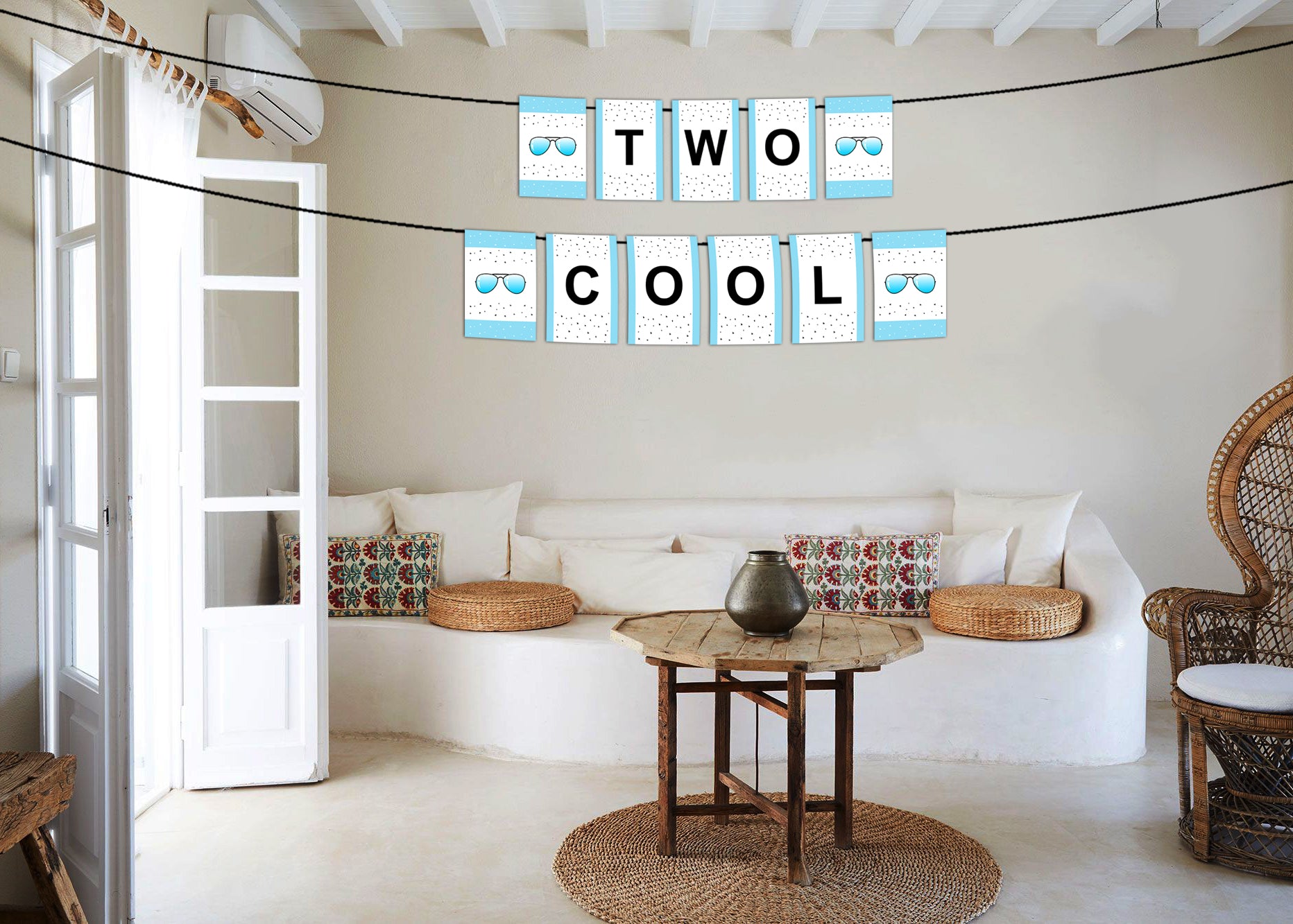 Two Cool  Birthday Party Banner for Decoration