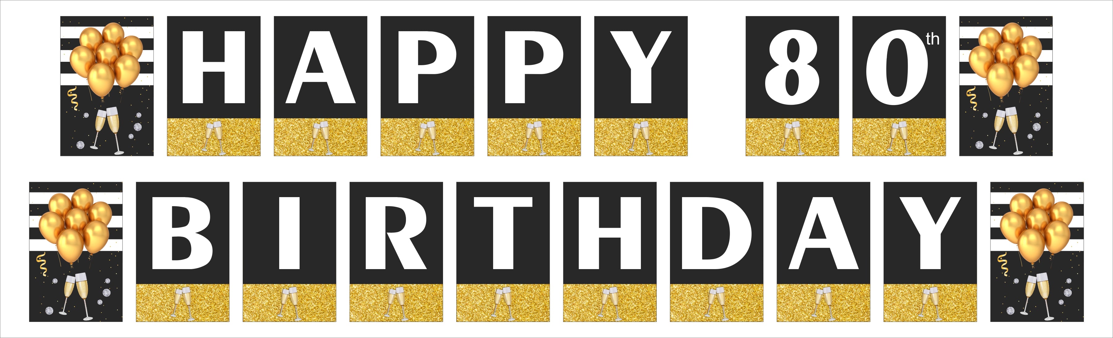 80th Birthday Party Banner for Decoration