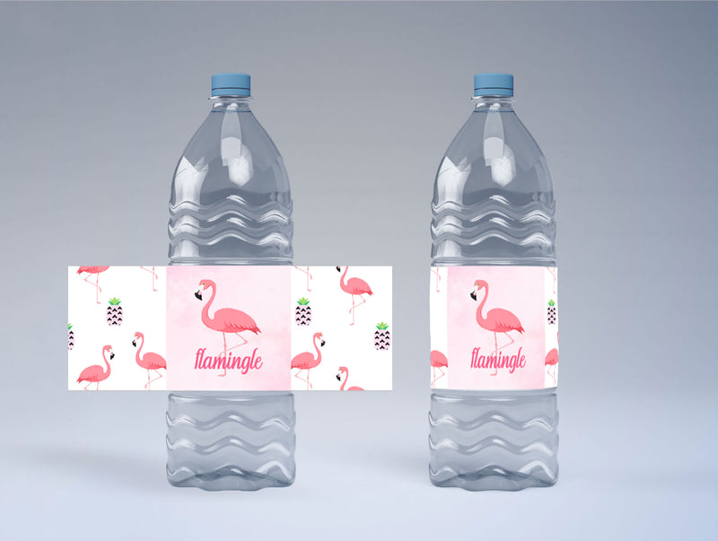 Flamingo Theme Water Bottle Labels