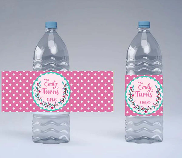 Bunny Theme Water Bottle Labels
