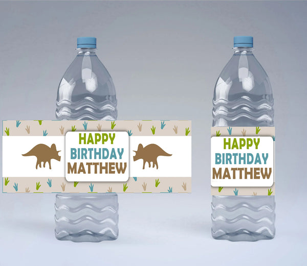 Dinosaur Theme Water Bottle Labels