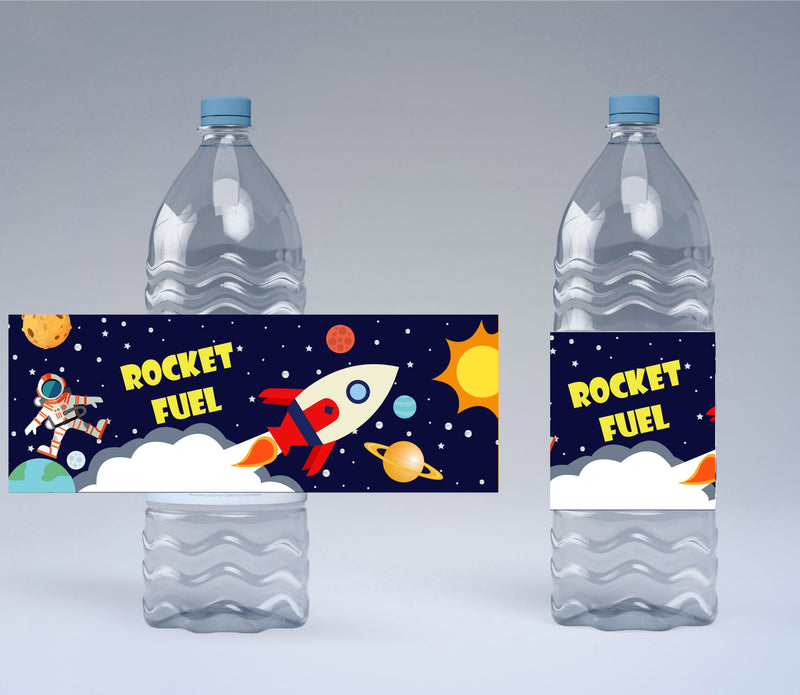 Space Theme Water Bottle Labels