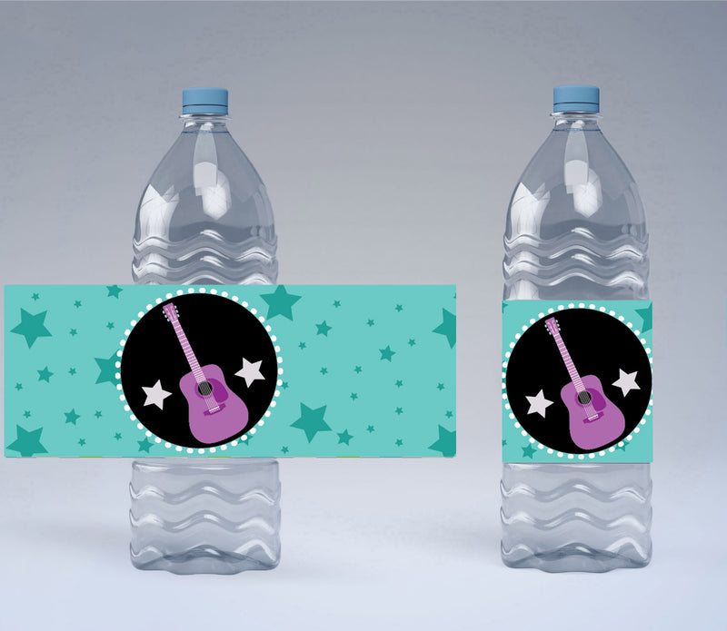 Rockstar Theme Water Bottle Labels