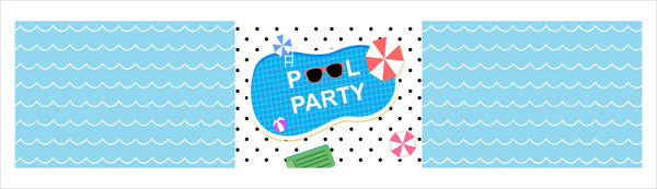 Pool Party Theme Water Bottle Labels