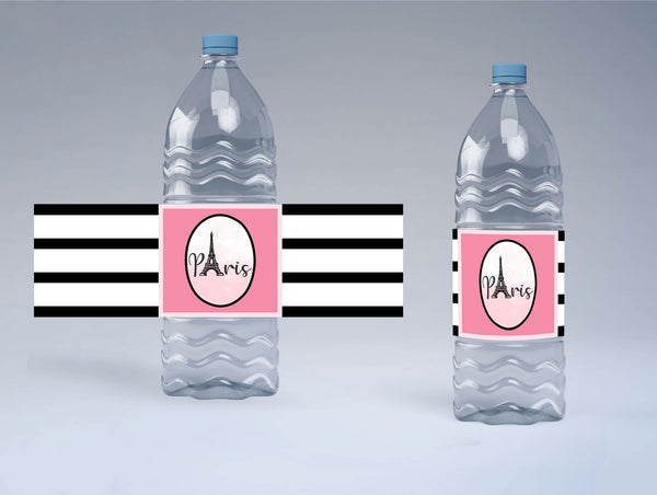 Paris Theme Water Bottle Labels