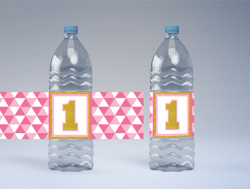 One Is Fun Theme Water Bottle Labels