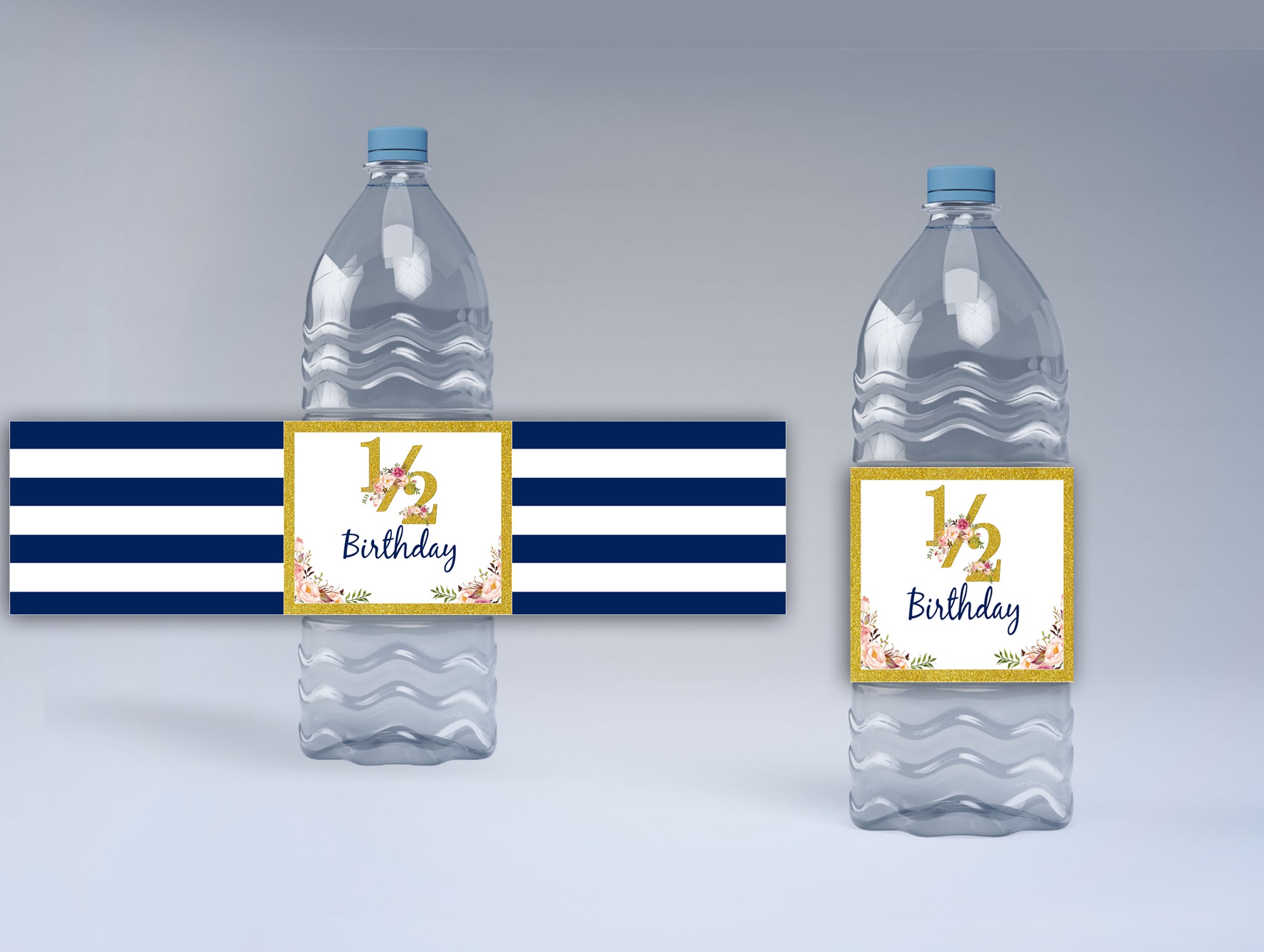 Half Birthday Boys Theme Water Bottle Labels