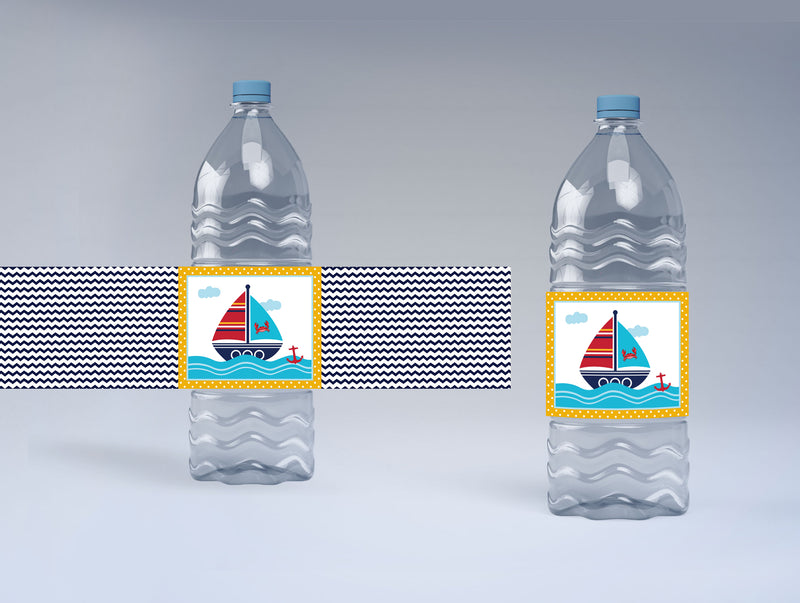 Nautical Ahoy Theme Water Bottle Labels