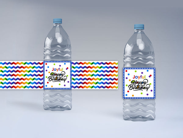 Joyful Party Theme Water Bottle Labels