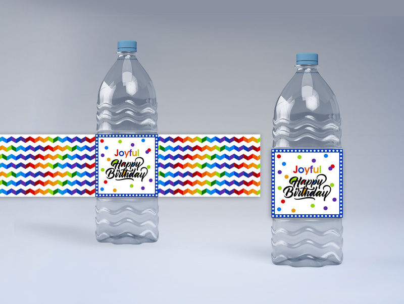 Joyful Party Theme Water Bottle Labels