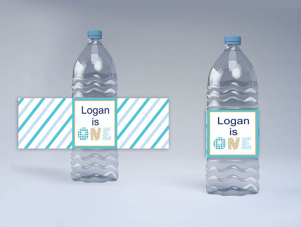 One Is Fun Theme Water Bottle Labels