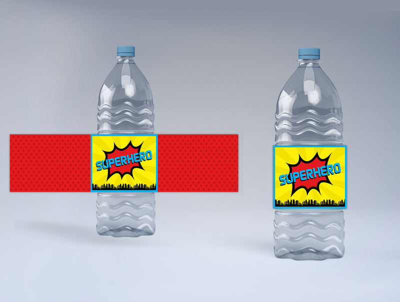 Super Hero Theme Water Bottle Labels