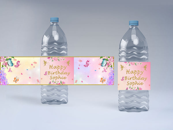 Butterfly Theme Water Bottle Labels