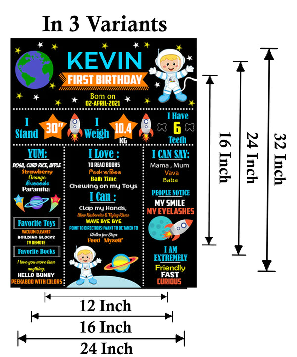 Space Birthday Customized Milestone Sign/Board for Kids Birthday Party