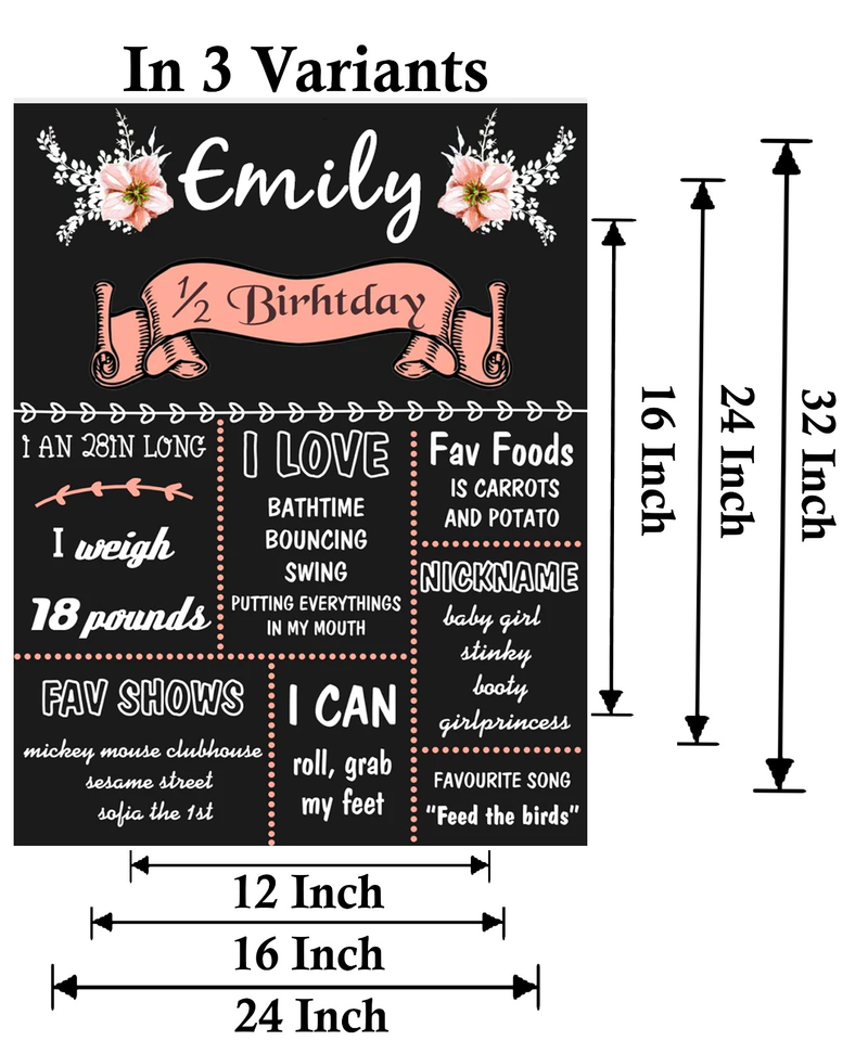 Half Birthday Chalkboard/Milestone Board for Kids Birthday Party