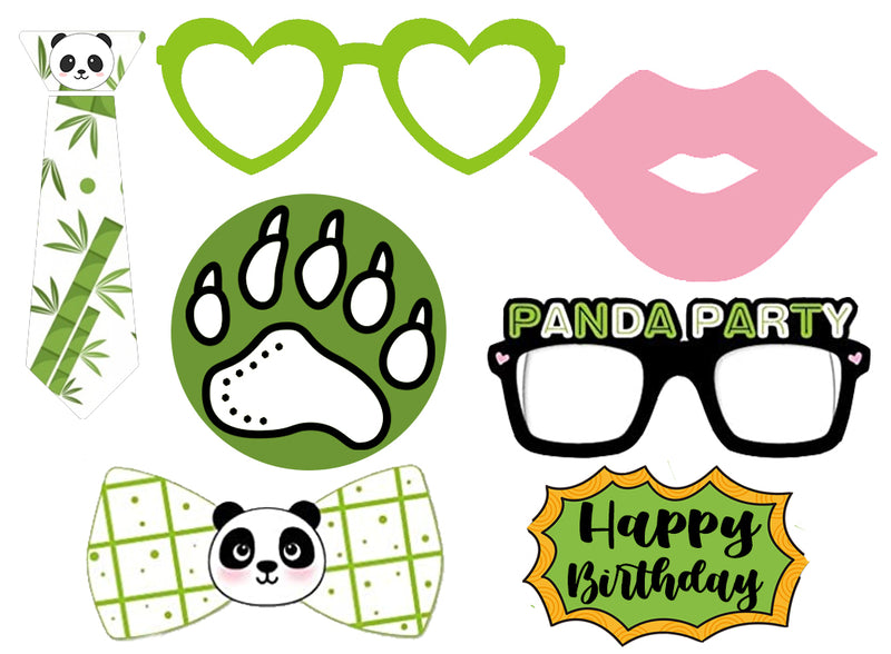 Panda Birthday Party Photo Booth Props Kit