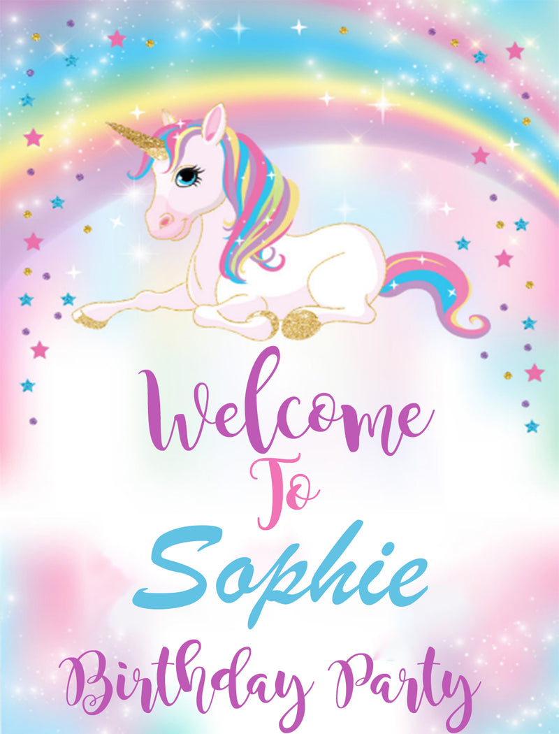 Unicorn Theme Birthday Party Yard Sign/Welcome Board.