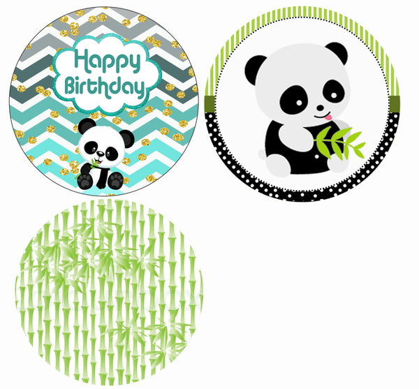 Panda Birthday Party Cupcake Toppers for Decoration