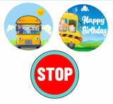 Wheels On The Bus Theme Party Cupcake Toppers for Decoration