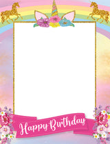 Unicorn Birthday Party Selfie Photo Booth Frame