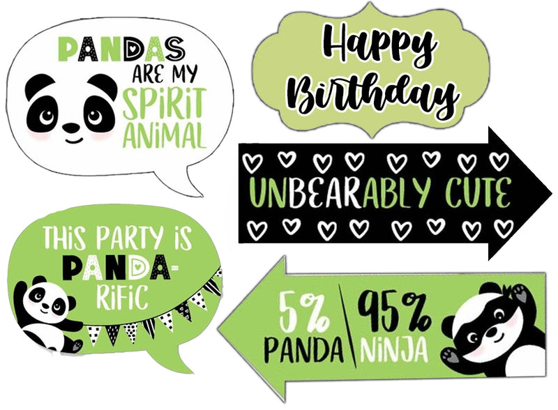 Panda Birthday Party Photo Props Kit