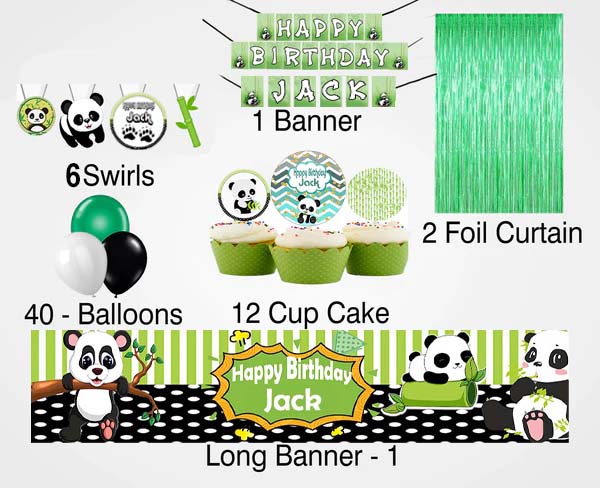 Panda Birthday Party Decoration Kit - Personalized