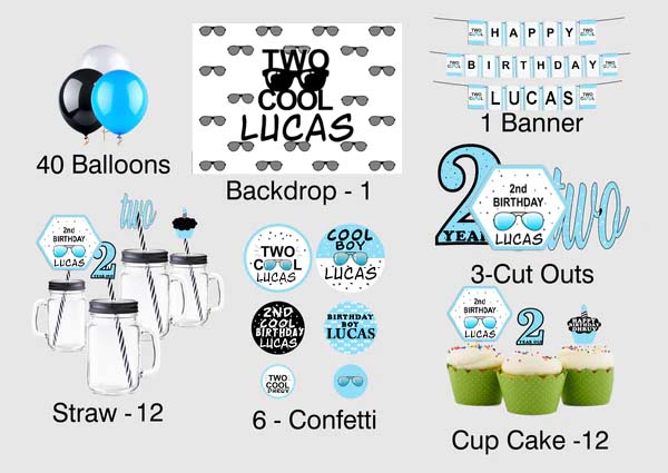 Two Cool Birthday Complete Personalize Party Kit