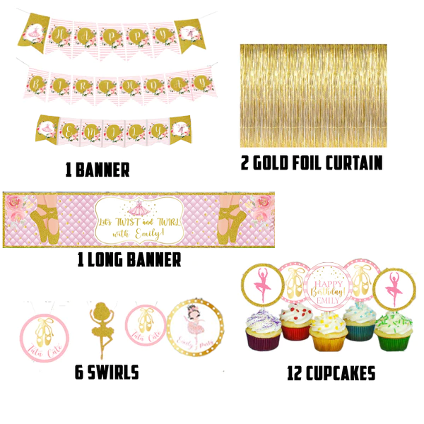 Ballerina Birthday Party Decoration Kit - Personalized