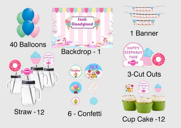 Candyland Theme Birthday Complete Personalize Party Kit