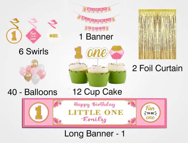 One Is Fun Birthday Party Decoration Kit - Personalized