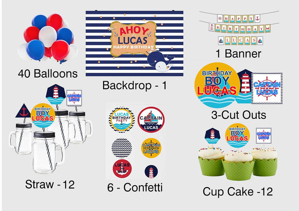 Nautical Theme Birthday Complete Personalize Party Kit