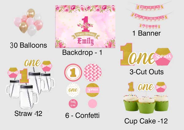 One Is Fun Theme Birthday Complete Personalize Party Kit