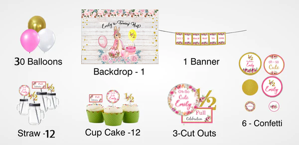 Half Birthday Girls Theme Complete Personalize Party Kit