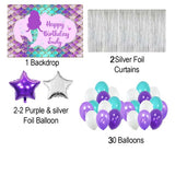 Mermaid Birthday Party Complete Set with Personalized Backdrop