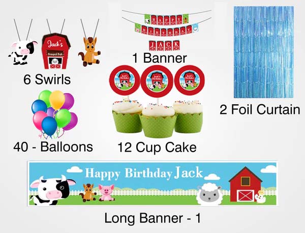 Farm Animal Birthday Party Decoration Kit - Personalized