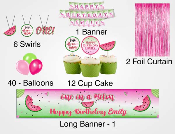 One In A Melon Birthday Party Decoration Kit - Personalized