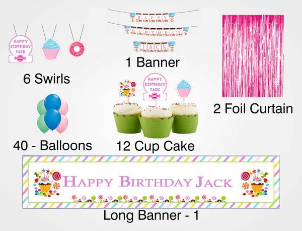 Candyland Birthday Party Decoration Kit - Personalized