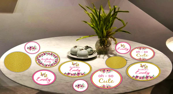 Half Birthday Girls Theme Party Table Confetti