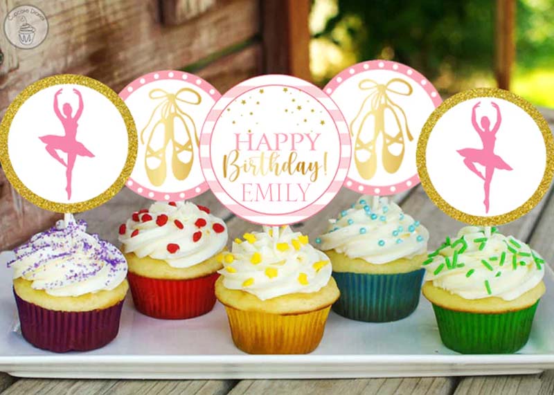 Ballerina Birthday Party Cupcake Toppers for Decoration