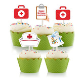 Doctor Theme Birthday Party Cupcake Toppers for Decoration