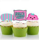 Pyjama Theme Birthday Party Cupcake Toppers for Decoration