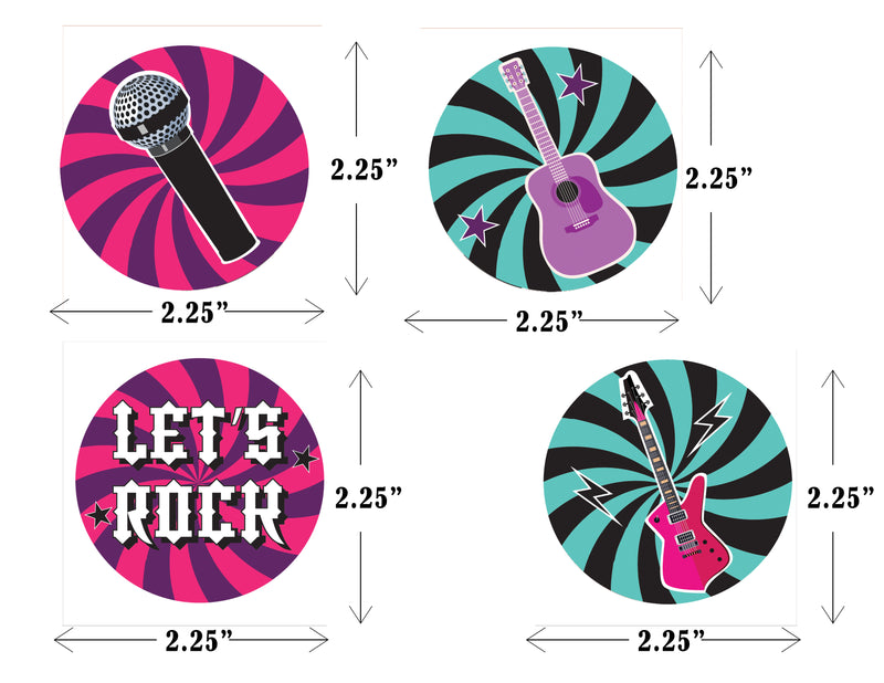 Rockstar Theme Birthday Party Cupcake Toppers for Decoration