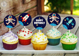 Space Theme Birthday Party Cupcake Toppers for Decoration