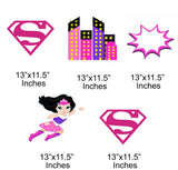 Super Girl Theme Birthday Party Cutouts