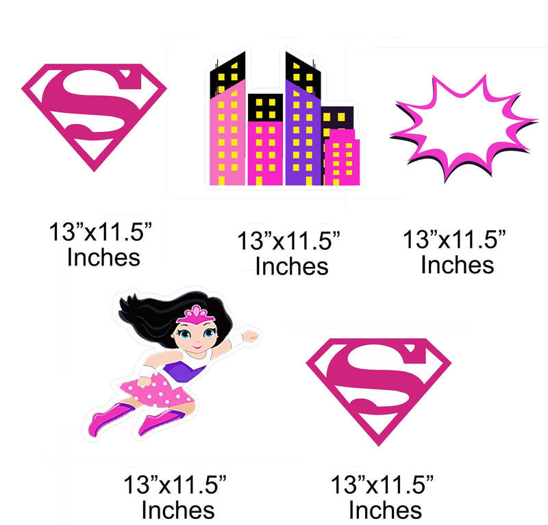 Super Girl Theme Birthday Party Cutouts