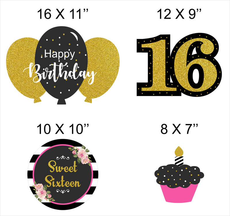 16th Theme Birthday Party Cutouts