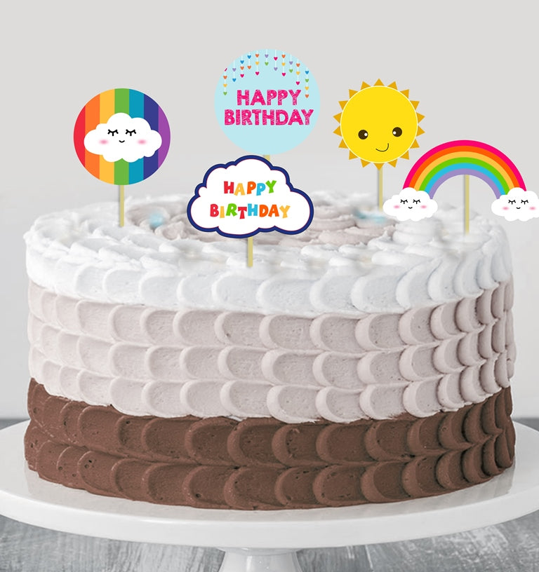 Rainbow Theme Birthday Party Cake Topper /Cake Decoration Kit