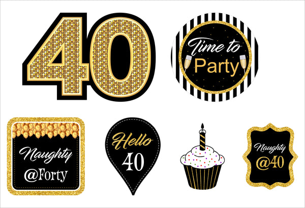 40th Theme Birthday Party Cake Topper /Cake Decoration Kit