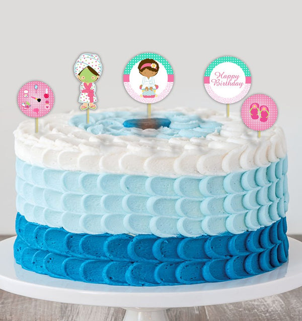 Spa Party Theme Birthday Party Cake Topper /Cake Decoration Kit