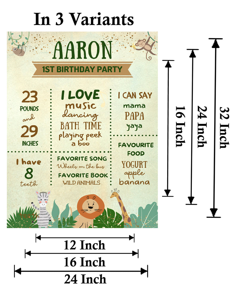 Jungle Theme Customized Milestone Board for Kids Birthday Party